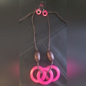 Paparazzi Vibrant Pink and Rich Brown Necklace Set